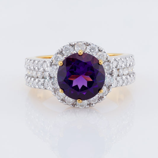 แหวนอะเมทิสต์ประดับเพชร