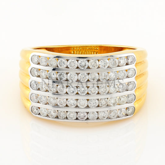แหวนทองประดับเพชรสไตล์แถวห้าชั้น