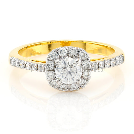 แหวนทองประดับเพชรแบบ Halo สำหรับหมั้นและแต่งงาน | Niaragems